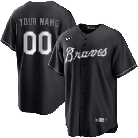 Men's Atlanta Braves Nike Custom Black Lights Out Replica Jersey